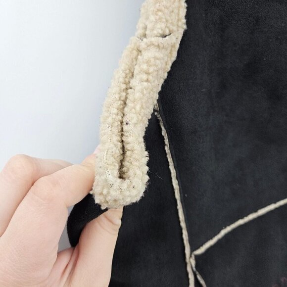 Tasha Polizzi Faux Suede Fleece Lined Vest Black Women's L Embroidered Full Zip - Picture 6 of 10